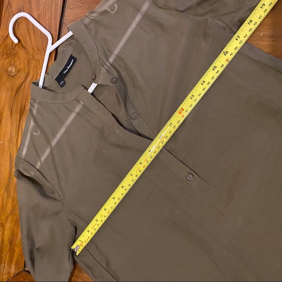 The Kooples Sheer Long Sleeve Silk Blend Shirt for in Khaki, XXS - Picture 7 of 9